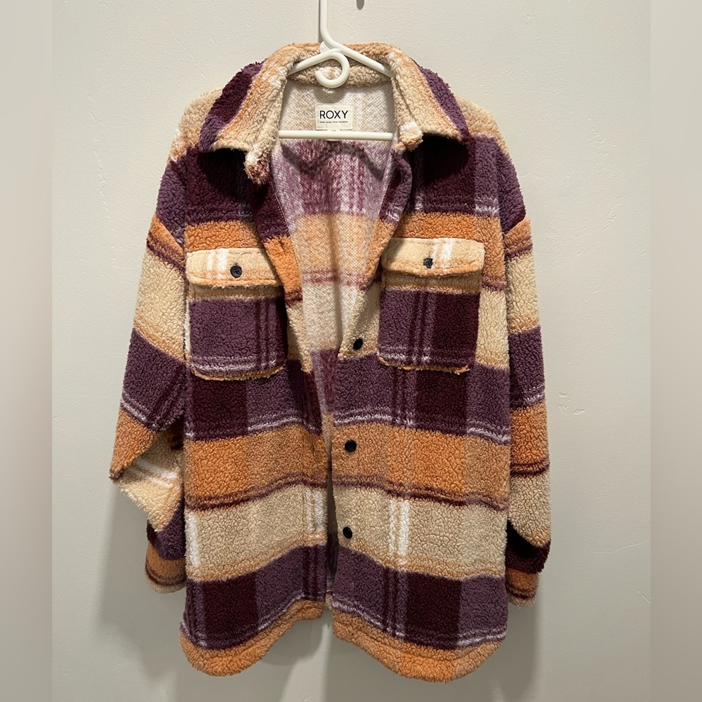 Roxy Purple and Orange Plaid Jacket